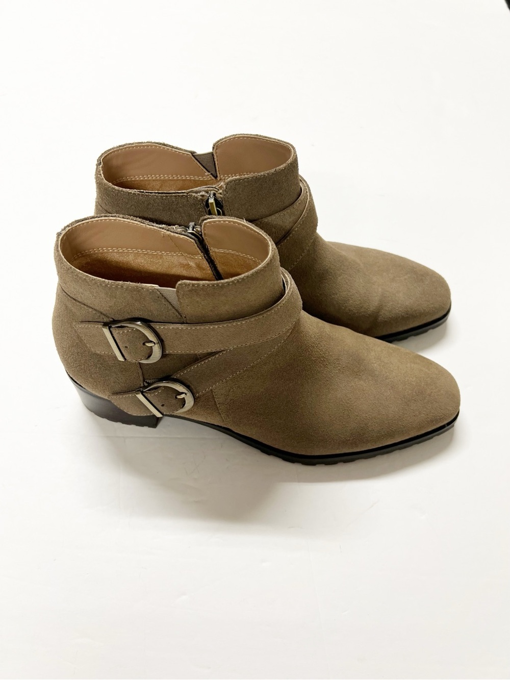 Blondo Womens Taupe Suede Buckle Strap Shanna Ankle Bootie Size 11M - Picture 3 of 8